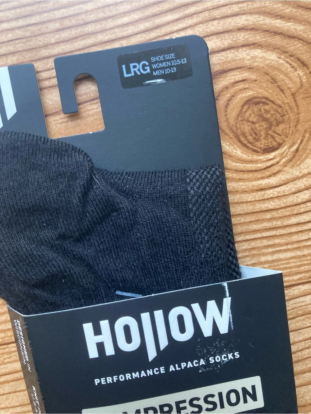 New Hollow Compression Alpaca Socks Black Large Men 10-13 Women 10.5-13